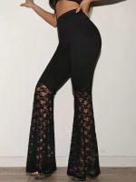 Kadın Yüksek Bel Dantel Detaylı Dalgıç Pantolon