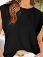 Kadın Kısa Kollu Bisiklet Yaka Viskon Bluz - Görsel 2