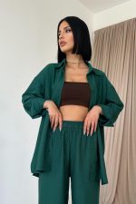 Zümrüt Alice Gömlek Ve Bol Kesim Pantolon Takım - Görsel 2