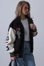 Kaşe Biker Ceket - Siyah - Görsel 3