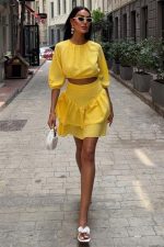 Crop Bluz Ve Kat Kat Etekli Takım 10207 - Görsel 2