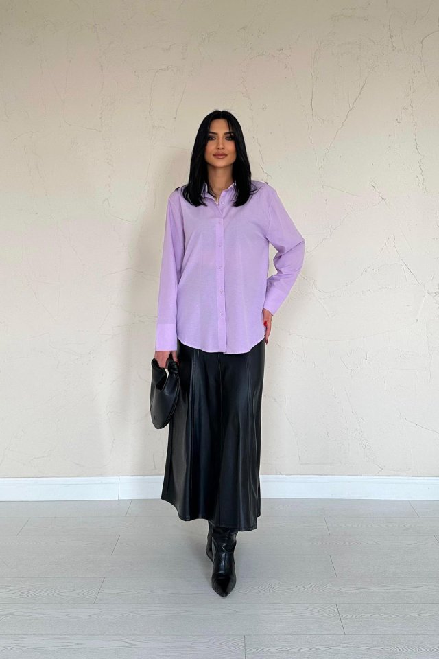 f40e97746af2fa522fdd Lila Poplin Gömlek - Görsel 1