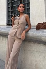 Arkası Bağcıklı Yelek Plazza Pantolon Modal Takım 10202-08 - Görsel 2