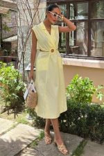 Göbeği Halka Detaylı Midi Boy Elbise 2896 - Görsel 2