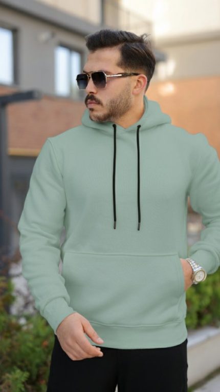 Erkek Kapüşonlu Üç İplik Şardonlu Hoodie
