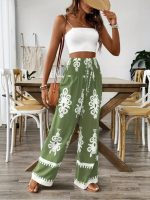 Kadın Yüksek Bel Büzgülü Etnik Desen Baskılı Süprem Pantolon - Görsel 2