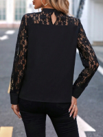 Kadın Uzun Kollu Yarı Balıkçı Yaka Dantelli Sandy Bluz - Görsel 3
