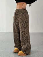 Kadın Yüksek Bel Lastikli Bağcıklı Geniş Kesim Iki Iplik Pantolon - Görsel 3