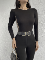 Kadın Uzun Kollu Leopar şeritli Viskon Bluz - Görsel 2