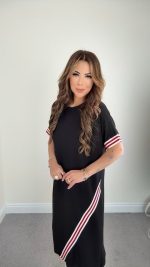 Kadın Kol Ve Etek şerit Detaylı Midi Boy Elbise - Görsel 2