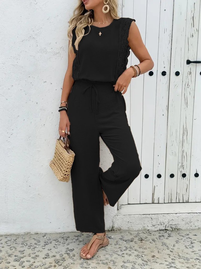 fa2e1d05c3c7f3c20aae Kadın Kolsuz Bisiklet Yaka Aerobin Bluz Ve Bağcıklı Pantolon - Görsel 1