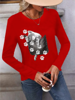 Kadın Uzun Kollu Bisiklet Yaka Desenli Viskon Bluz - Görsel 3