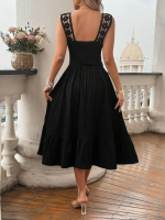 Kadın Askılı Ve Beli Dantel Detaylı Fırfırlı Uzun Bürümcük Elbise - Görsel 3