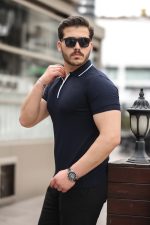 Erkek Polo Yaka Yarım Fermuar Tişört - Görsel 2