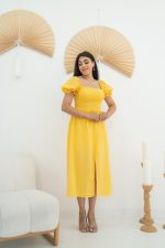 Sarı Tokalı Fisto Elbise - Görsel 2