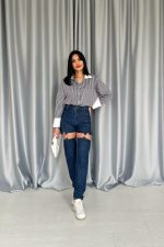 Mavi Askılı İki Parça Jeans Pantolon - Görsel 2