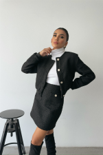 CHANEL CROP CEKET-KISA ETEK TAKIM - Siyah - Görsel 2