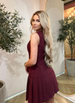 Kadın Yılbaşı özel Bisiklet Yaka Kolsuz Eteği Pileli Mini Elbise - Görsel 2