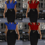 Kadın Kısa Kollu Kruvaze Yaka Krep Elbise (Kemersiz) - Görsel 3