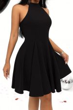 Kadın Omuzlardan Açık Daire Yakalı Janjan Krep Elbise - Görsel 3