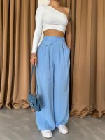 PİLE VE CEP KAPAK DEYALI SALAŞ PANTOLON - Mavi - Görsel 2