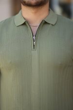 Erkek Yakası Fermuarlı Kısa Kollu T-shirt - Görsel 3