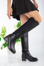 Olha Siyah Cilt Topuklu Çizme - Görsel 3