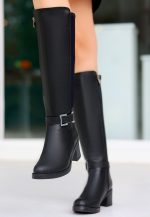 Emrat Siyah Cilt Topuklu Çizme - Görsel 3