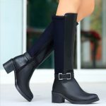 Emrat Siyah Cilt Topuklu Çizme - Görsel 5