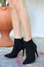 Blan Siyah Süet Topuklu Bot - Görsel 3