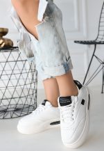 Chris Beyaz Cilt Siyah Detaylı Bağcıklı Spor Ayakkabı - Görsel 3