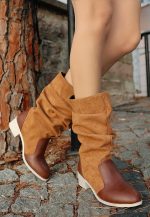 Jolin Taba Cilt Süet Detaylı Çizme - Görsel 2