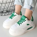 Chris Beyaz Cilt Yeşil Detaylı Bağcıklı Spor Ayakkabı - Görsel 4