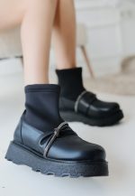 Dewn Siyah Cilt Topuklu Bot - Görsel 2