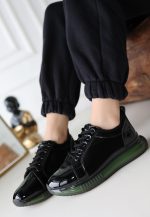 Piona Siyah Rugan Yeşil Tabanlı Spor Ayakkabı - Görsel 2