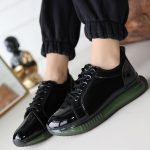 Piona Siyah Rugan Yeşil Tabanlı Spor Ayakkabı - Görsel 4