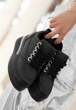 Lulu Siyah Cilt Bağcıklı Spor Ayakkabı - Görsel 2