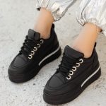 Lulu Siyah Cilt Bağcıklı Spor Ayakkabı - Görsel 4