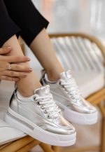 Lulu Gümüş Rugan Bağcıklı Spor Ayakkabı - Görsel 2