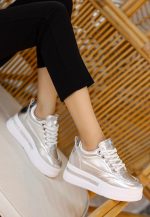 Lulu Gümüş Rugan Bağcıklı Spor Ayakkabı - Görsel 3