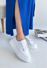 Carin Beyaz Keten Bağcıklı Spor Ayakkabı - Görsel 3