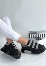 Elika Siyah Cilt Cırt Cırtlı Spor Ayakkabı - Görsel 3