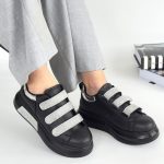 Elika Siyah Cilt Simli Cırt Cırtlı Spor Ayakkabı - Görsel 4