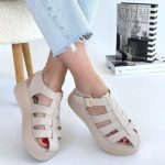 Toten Bej Cilt Kemerli Sandalet - Görsel 4