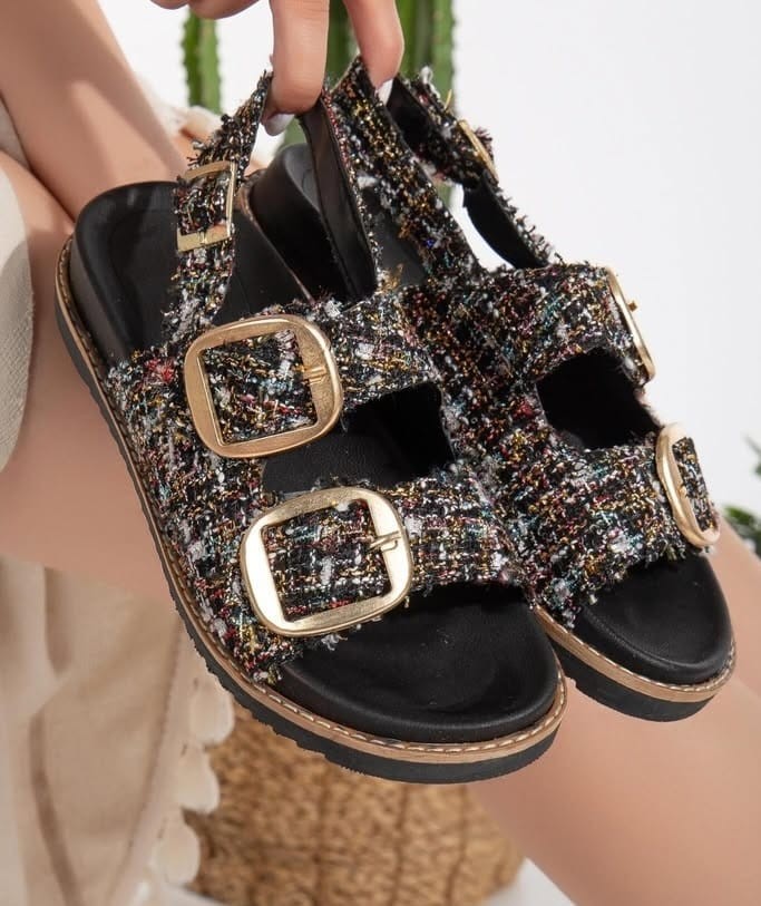 pro_erb1747833784682dd3b8d142b Olira Siyah Simli Kemerli Sandalet - Görsel 1