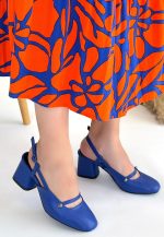 Jecci Mavi Cilt Topuklu Ayakkabı - Görsel 3