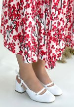 Jecci Beyaz Cilt Topuklu Ayakkabı - Görsel 2