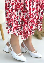 Jecci Beyaz Cilt Topuklu Ayakkabı - Görsel 3