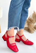 Doran Kırmızı Cilt Topuklu Ayakkabı - Görsel 3