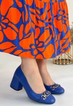 Lucky Mavi Cilt Topuklu Ayakkabı - Görsel 3